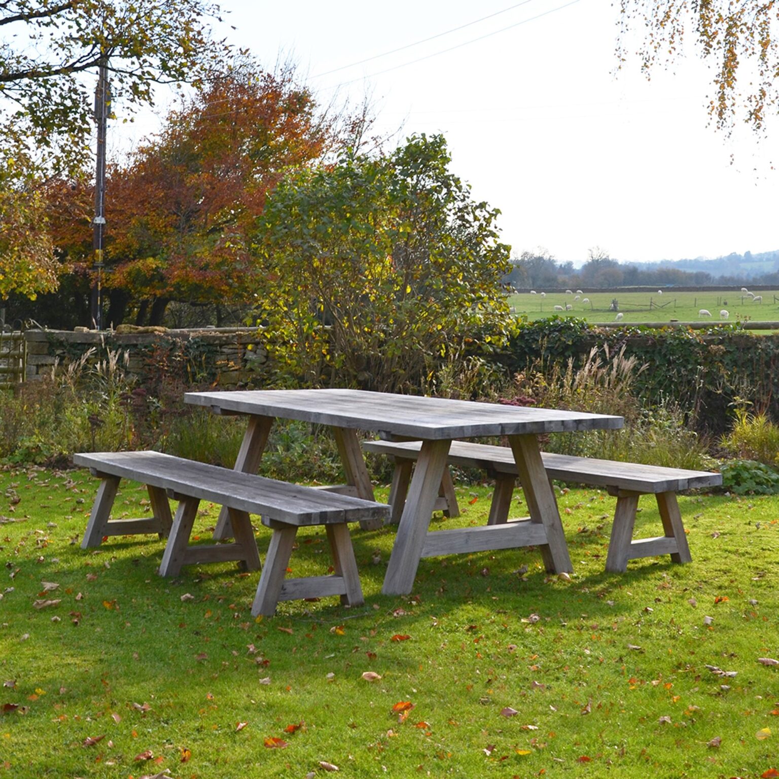 The Farmhouse Garden Dining Table and Benches Set | Heritage Handmade ...