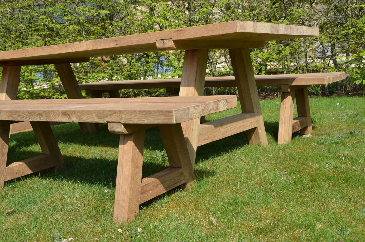 The Farmhouse Garden Dining Table and Benches Set | Heritage Handmade ...